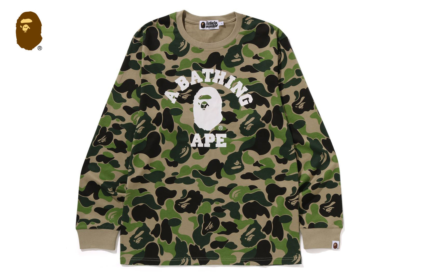 BAPE ABC CAMO COLLEGE LS TEE