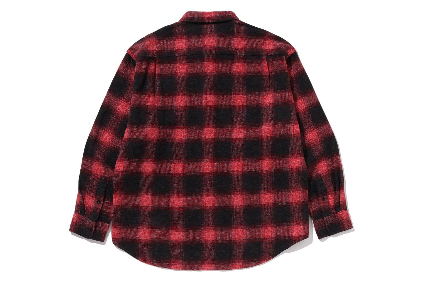 BAPE A BATHING APE LOGO OMBRE CHECK FLANNEL LS SHIRT