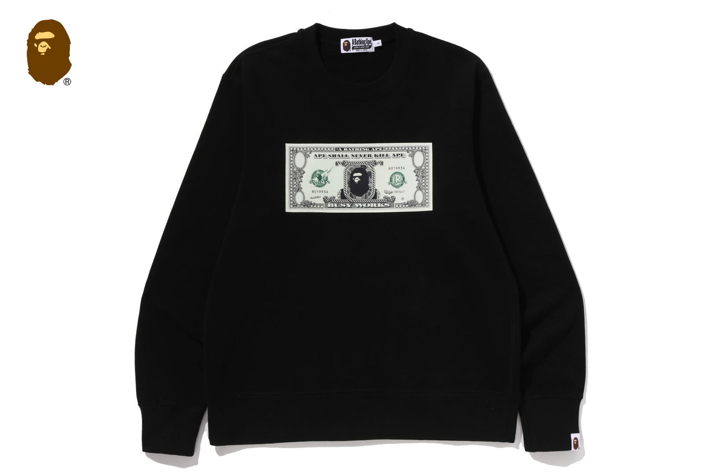 BAPE BANKNOTE RELAXED FIT CREWNECK SWEATSHIRT