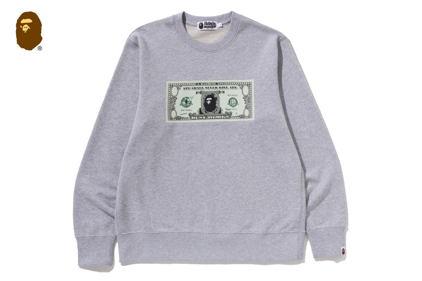 BAPE BANKNOTE RELAXED FIT CREWNECK SWEATSHIRT