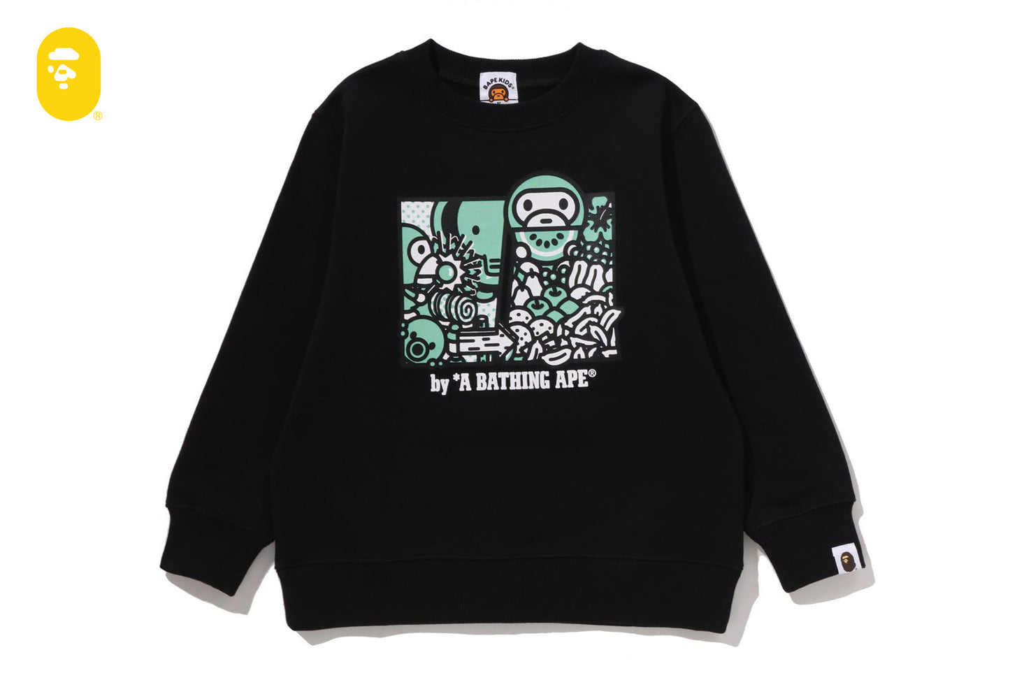 BAPE BABY MILO FRIENDS GLOW IN THE DARK CREWNECK SWEATSHIRT