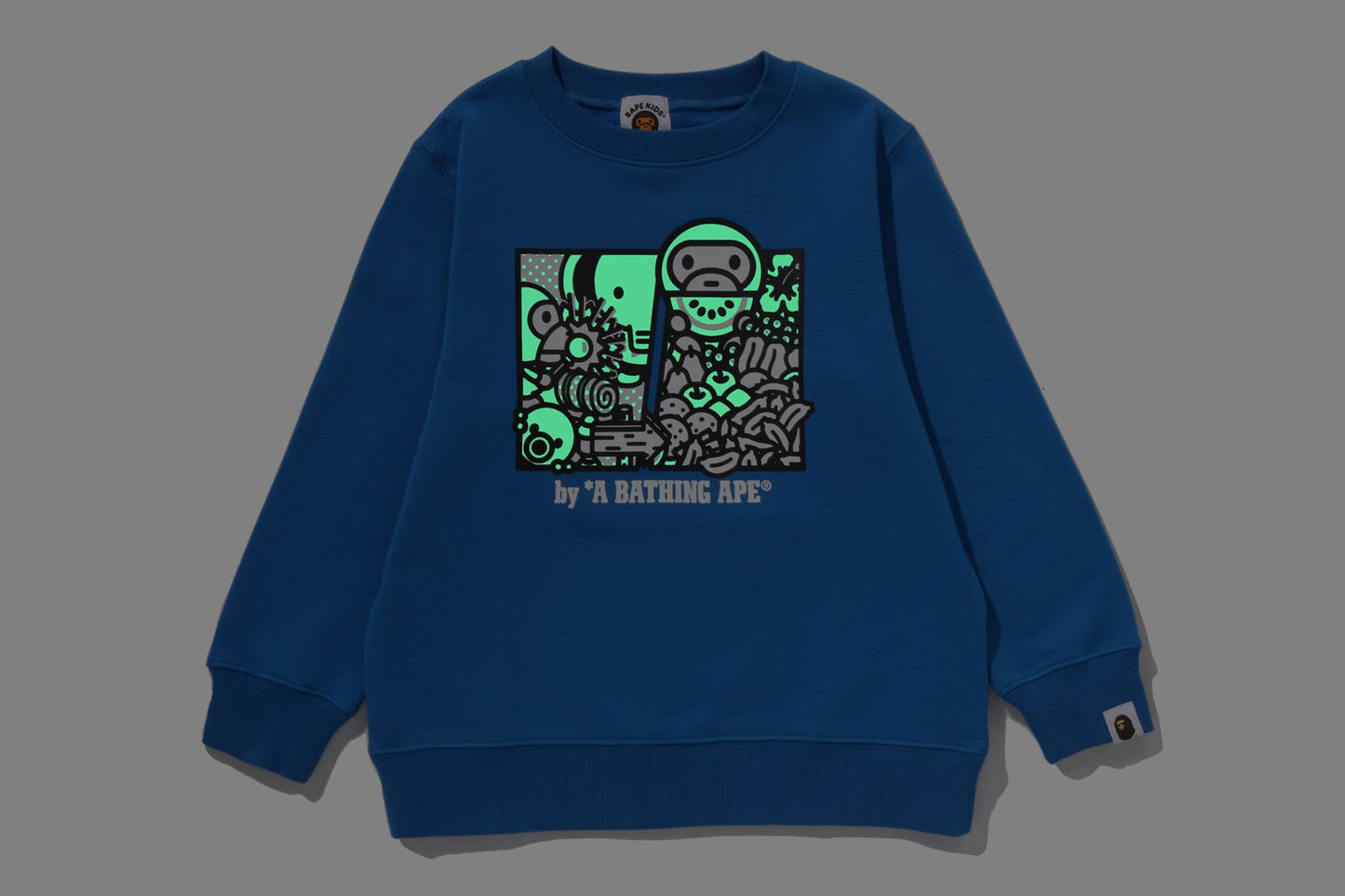 BAPE BABY MILO FRIENDS GLOW IN THE DARK CREWNECK SWEATSHIRT