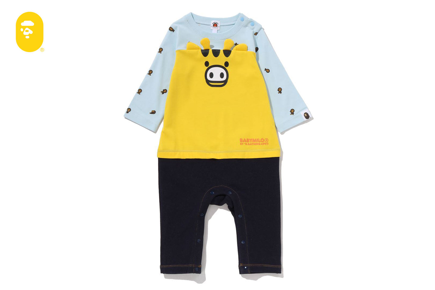 BAPE BABY MILO MONOGRAM FACE FRIENDS ROMPERS