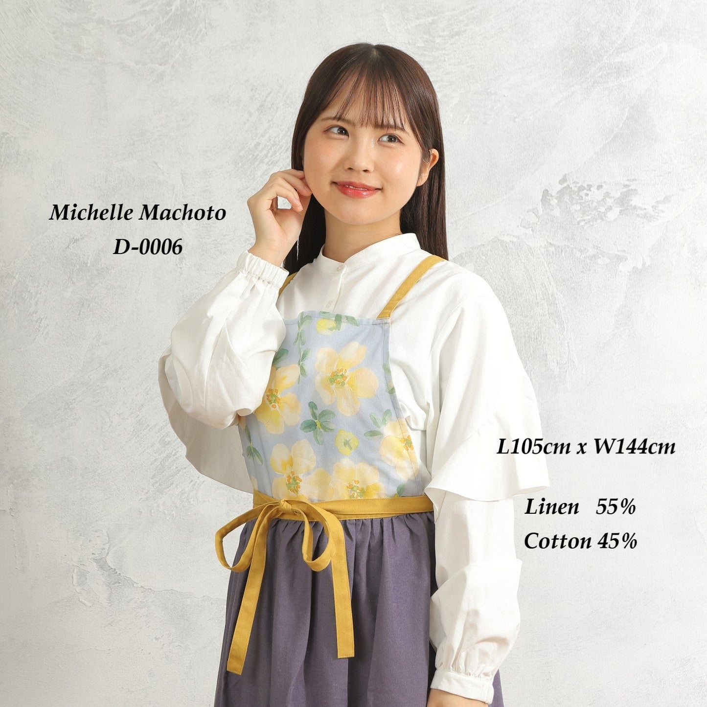 [Michelle Machoto]  ミッシェルマコット イワウメ柄 ロング ワイド ギャザー エプロン D-0006