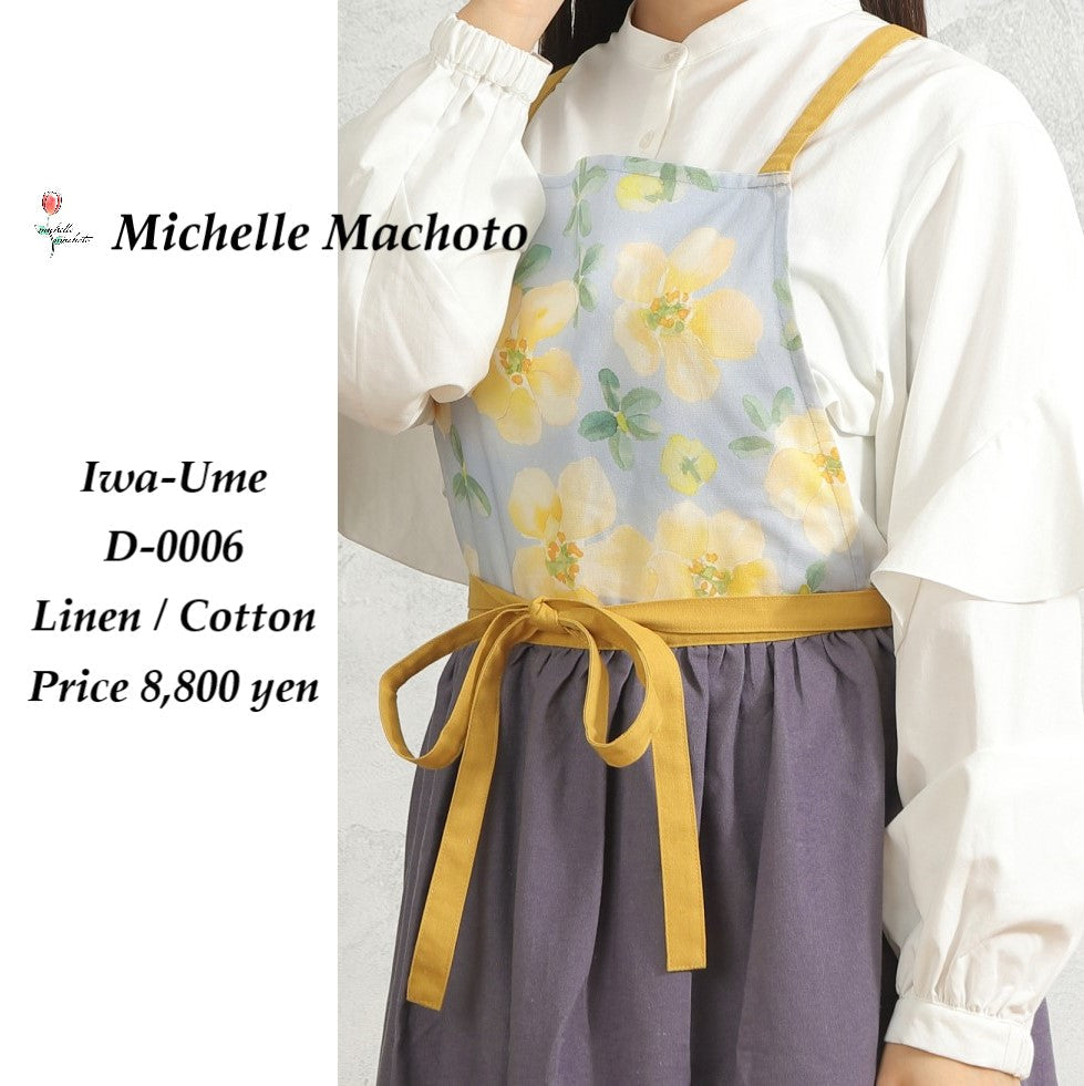 [Michelle Machoto]  ミッシェルマコット イワウメ柄 ロング ワイド ギャザー エプロン D-0006