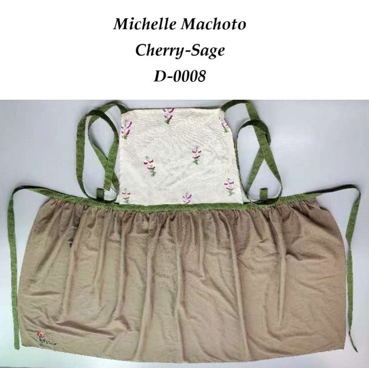 [Michelle Machoto]  ミッシェルマコット チェリーセージ柄 ロング ワイド ギャザー エプロン D-0008