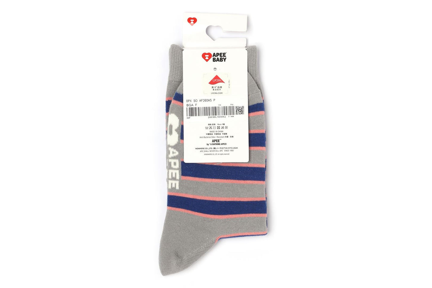 BAPE BABY DOPPY EMBROIDERY BADGE STRIPE SOCKS