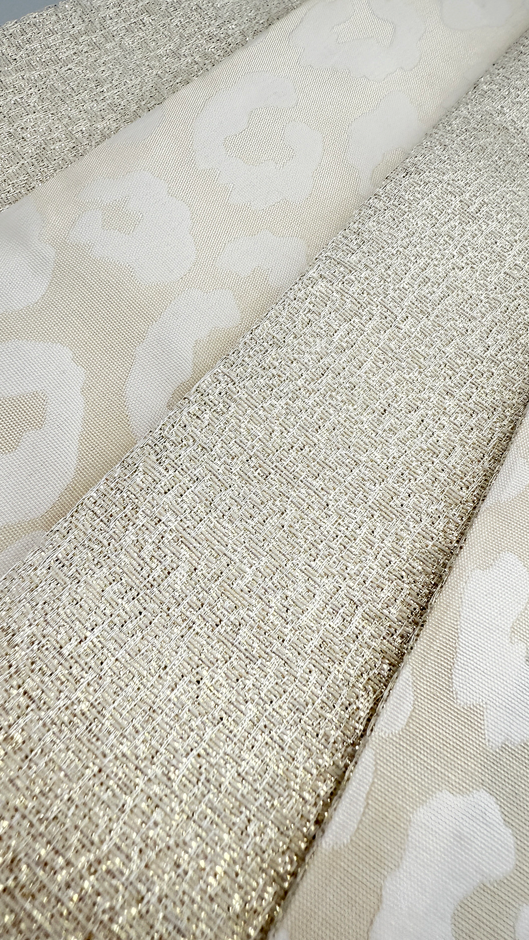 Half-width Obi [Savannah Moon] Half-width Heko Obi for Adults, Reversible White with Glitter