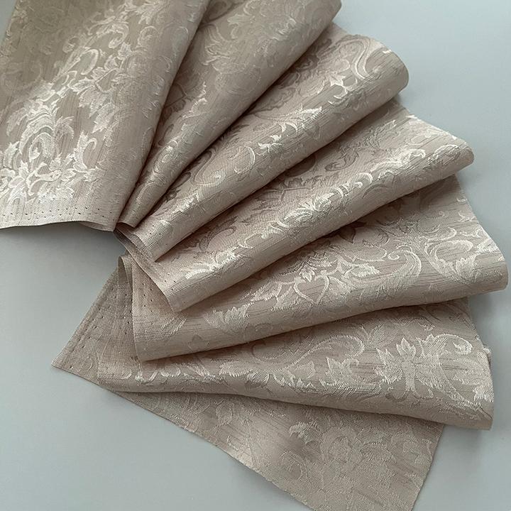 Damask patterned white oak half-collar, handmade half-collar, botanical, beige, ecru