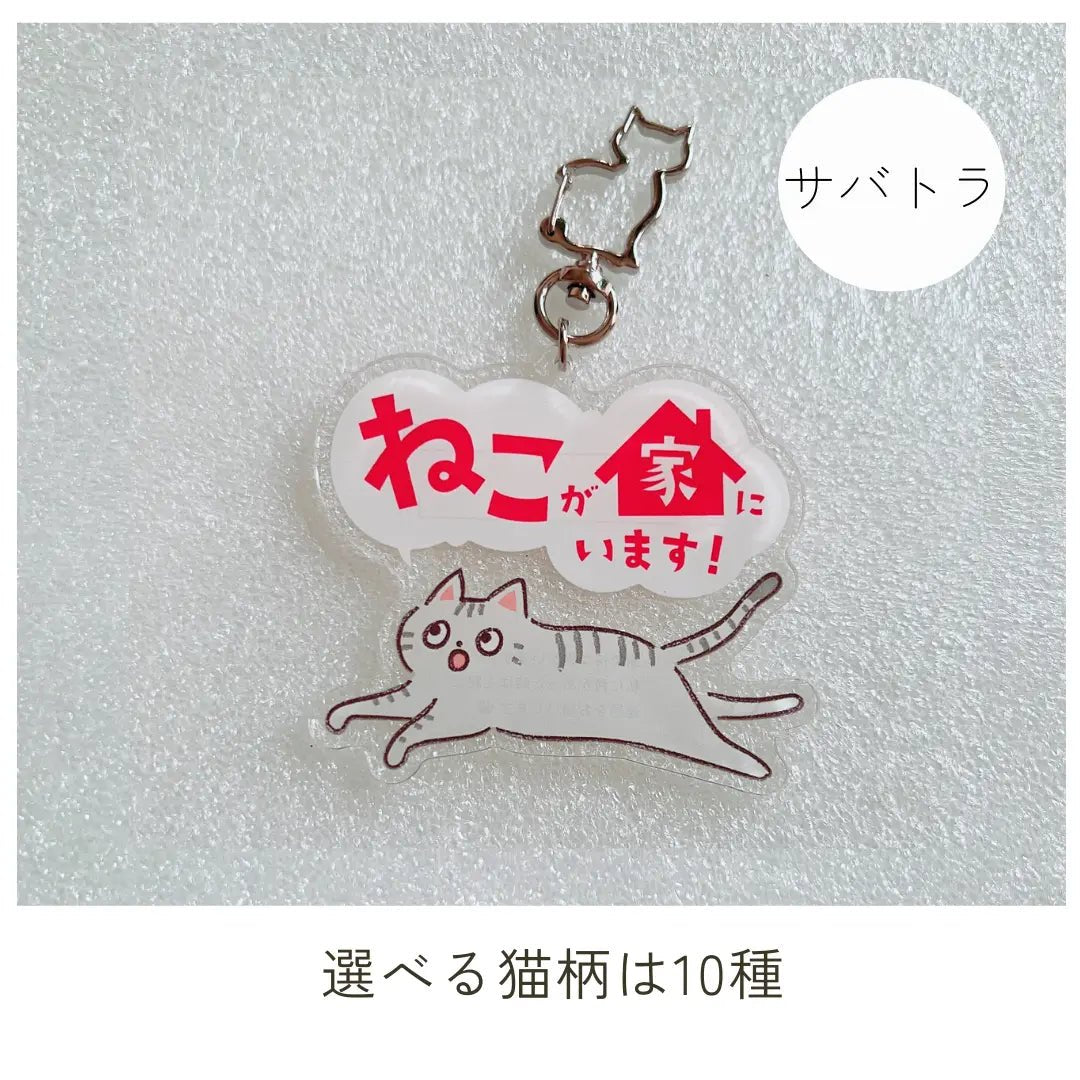 【全10種】家ねこキーホルダー | 連絡先が書ける SOSキーホルダー | 迷子・緊急時に愛猫を守るお守りグッズ