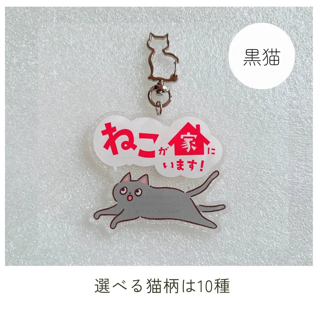 【全10種】家ねこキーホルダー | 連絡先が書ける SOSキーホルダー | 迷子・緊急時に愛猫を守るお守りグッズ