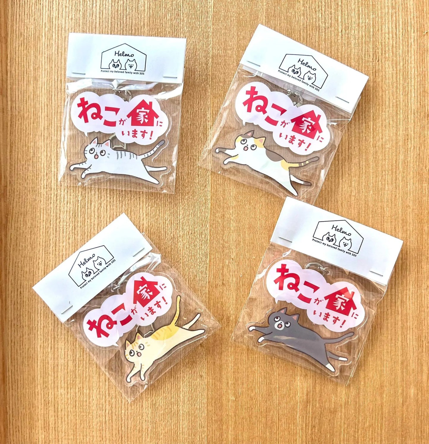 【全10種】家ねこキーホルダー | 連絡先が書ける SOSキーホルダー | 迷子・緊急時に愛猫を守るお守りグッズ