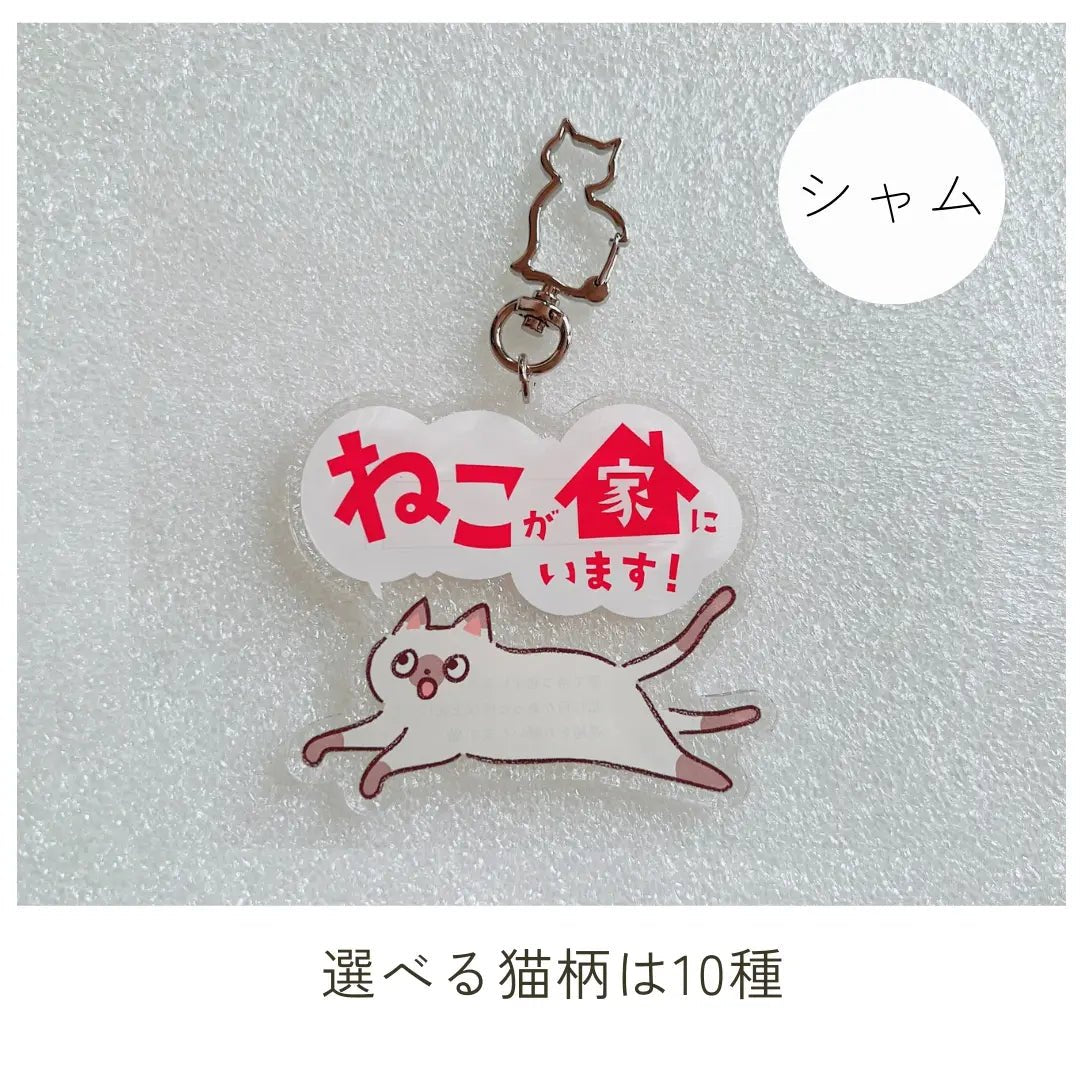 【全10種】家ねこキーホルダー | 連絡先が書ける SOSキーホルダー | 迷子・緊急時に愛猫を守るお守りグッズ