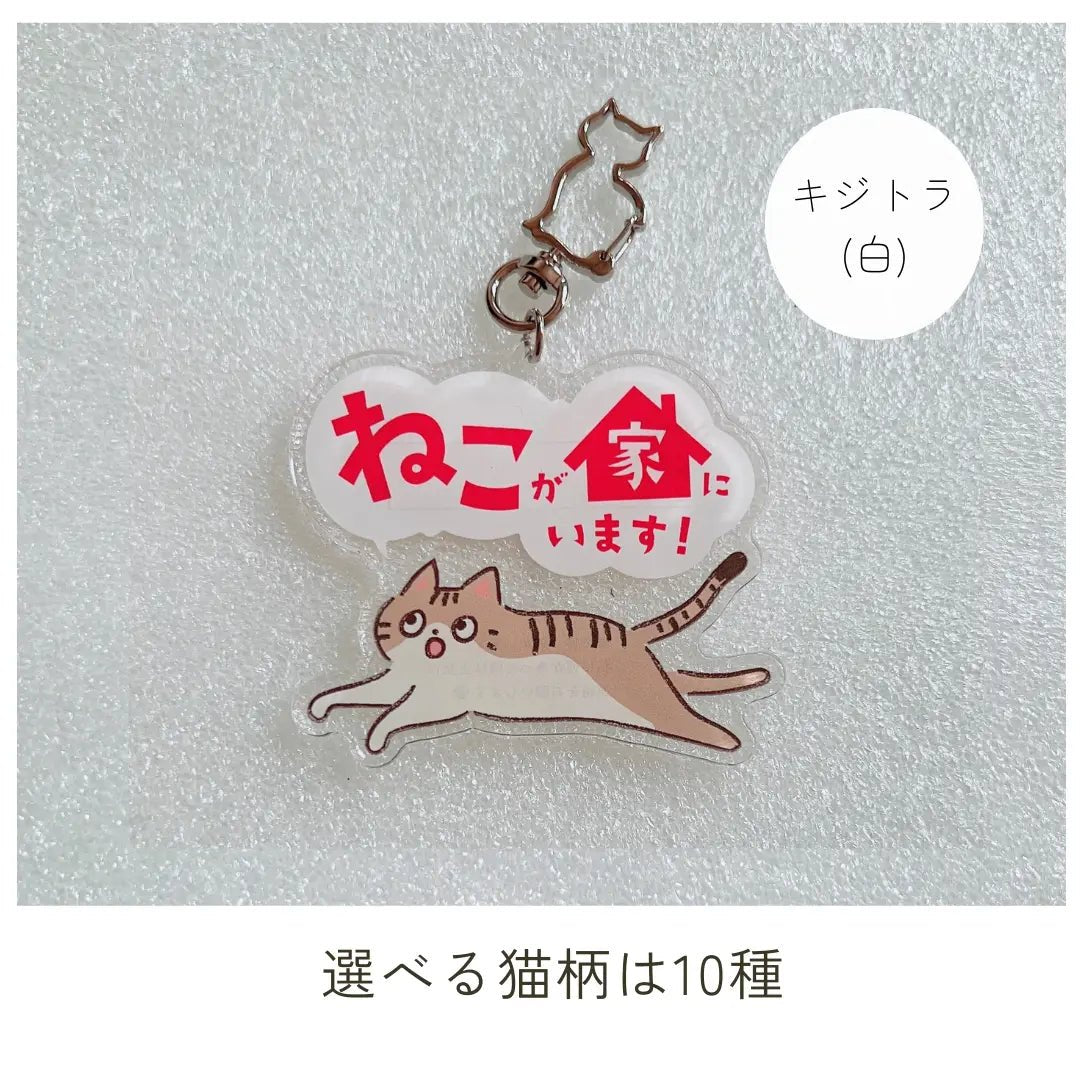 【全10種】家ねこキーホルダー | 連絡先が書ける SOSキーホルダー | 迷子・緊急時に愛猫を守るお守りグッズ