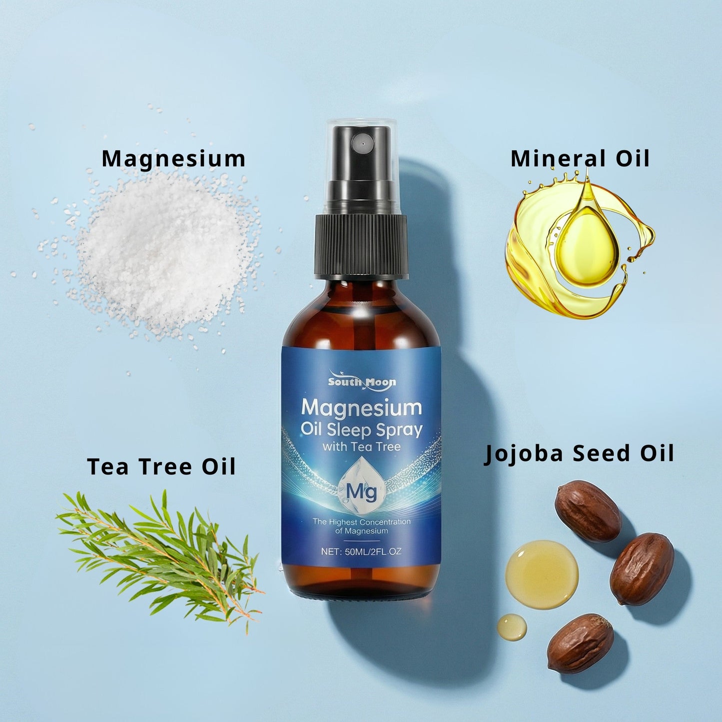 Magnesium Oil Sleep Spray With Tea Tree - Pre-Bedtime Relaxation and Skin Care
