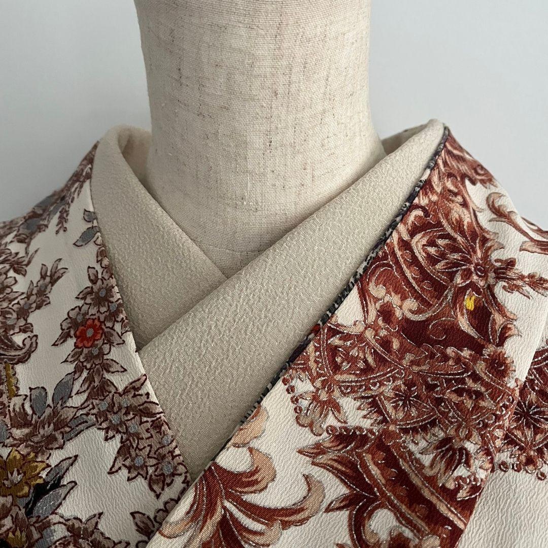 Quail Chirimen [Sand] Half-Collar, Chirimen, Solid Color, Quail