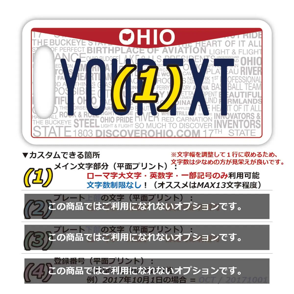 [Luggage Tag] Ohio 2013 / Original American License Plate Shape, Stylish, Anti-Loss Tag