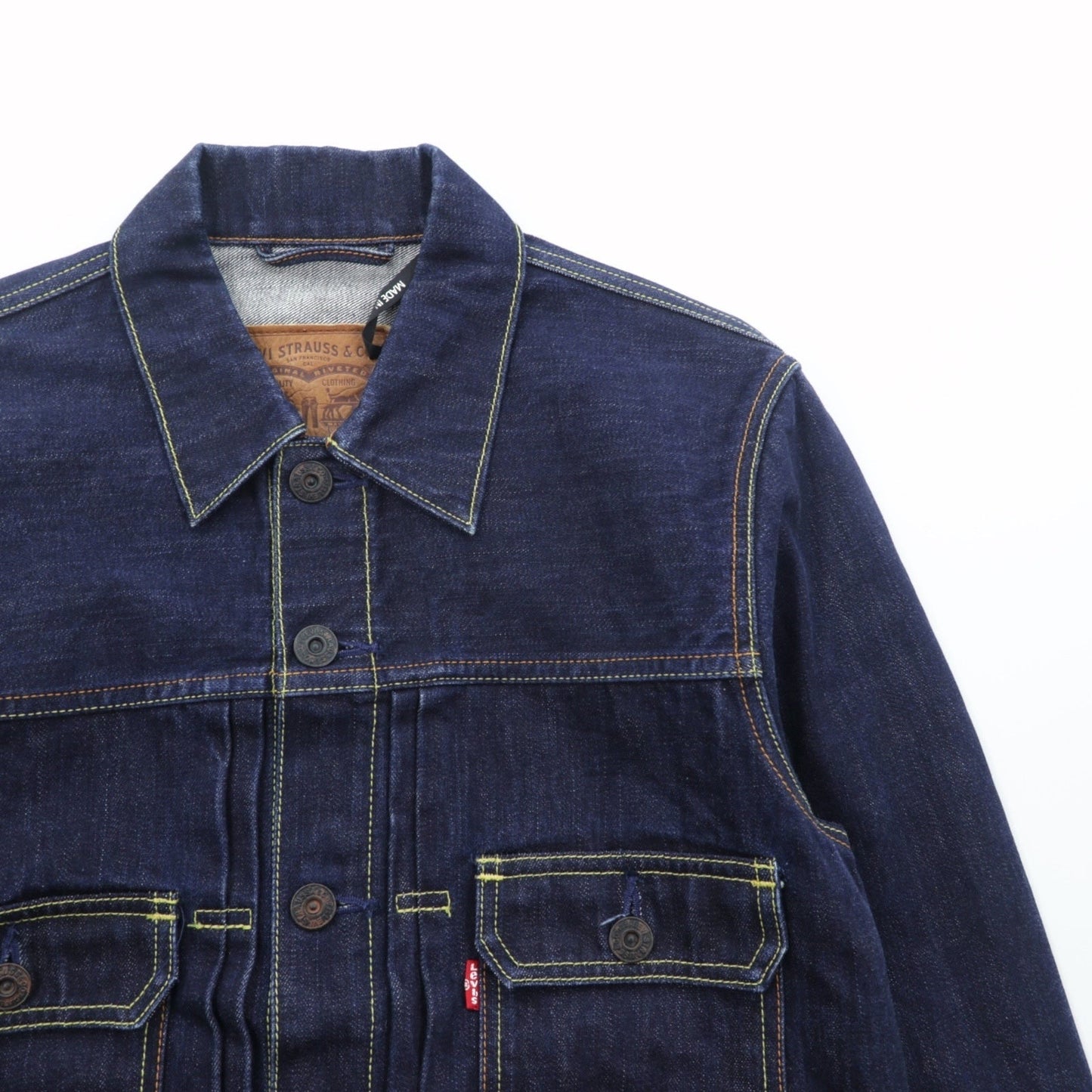 Levi's 日本製 タイプ 2nd デニムジャケット Gジャン M インディゴ PCL15-101B プリーツ レザーパッチ