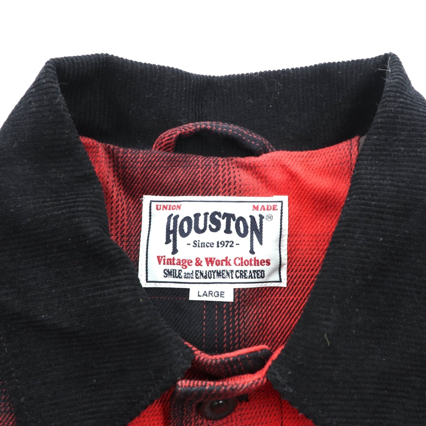 HOUSTON オンブレグレンチェック ビエラ 中綿 カバーオール ハンティングジャケット L レッド 襟コーデュロイ 2024FW 51406
