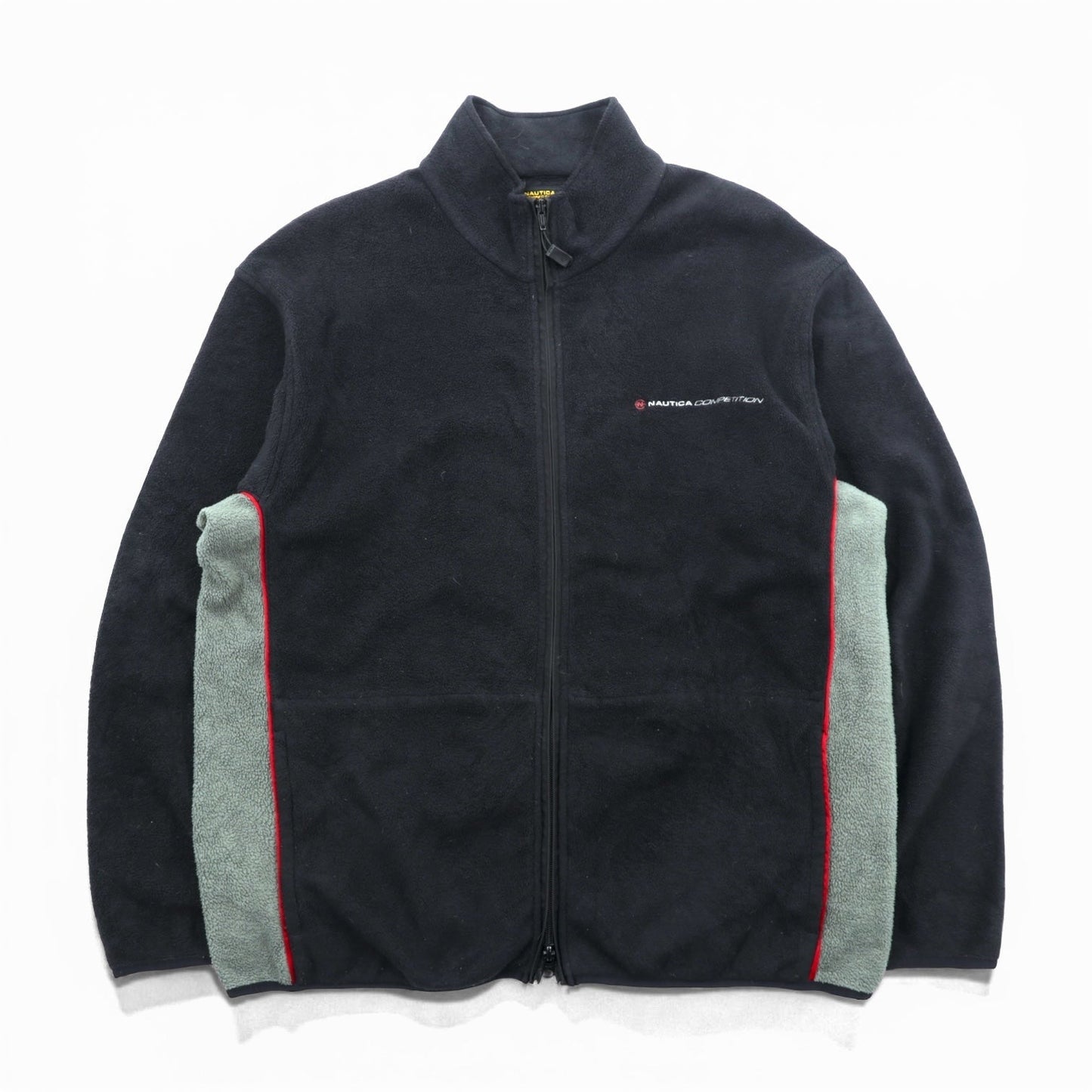 NAUTICA 00年代 USA製 ダブルジップ フリースジャケット L ブラック COMPETITON