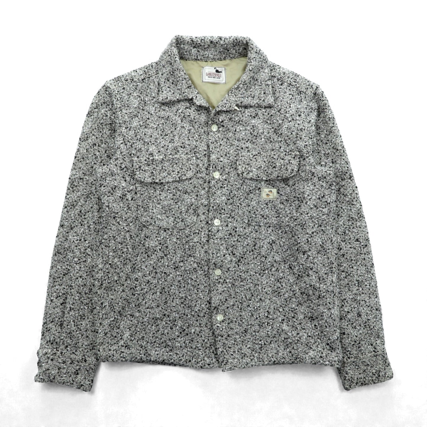 GANGSTERVILLE オープンカラー ネップツイード ワークシャツ S 胸ポケット TWO FACE GSV-17-AW 日本製