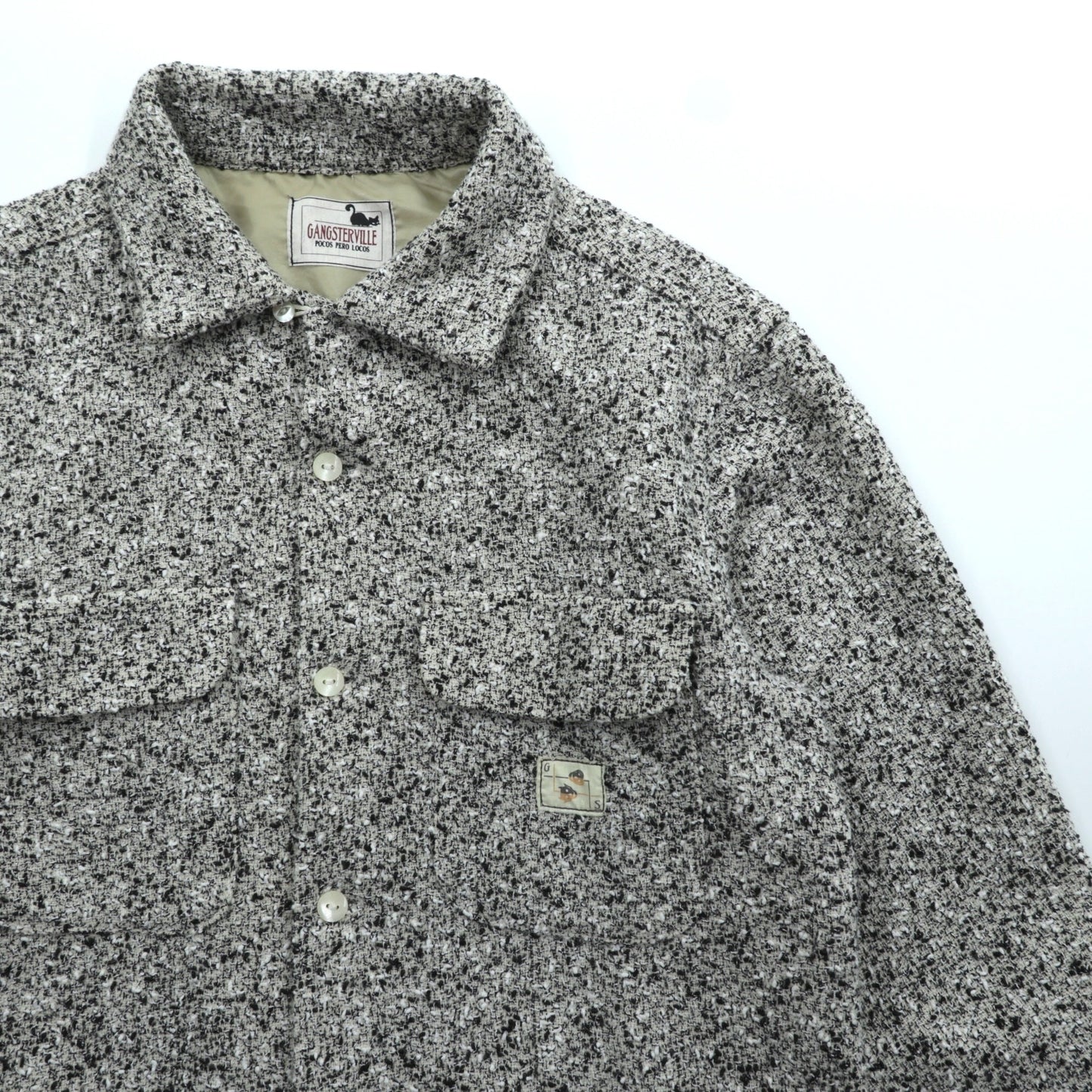 GANGSTERVILLE オープンカラー ネップツイード ワークシャツ S 胸ポケット TWO FACE GSV-17-AW 日本製