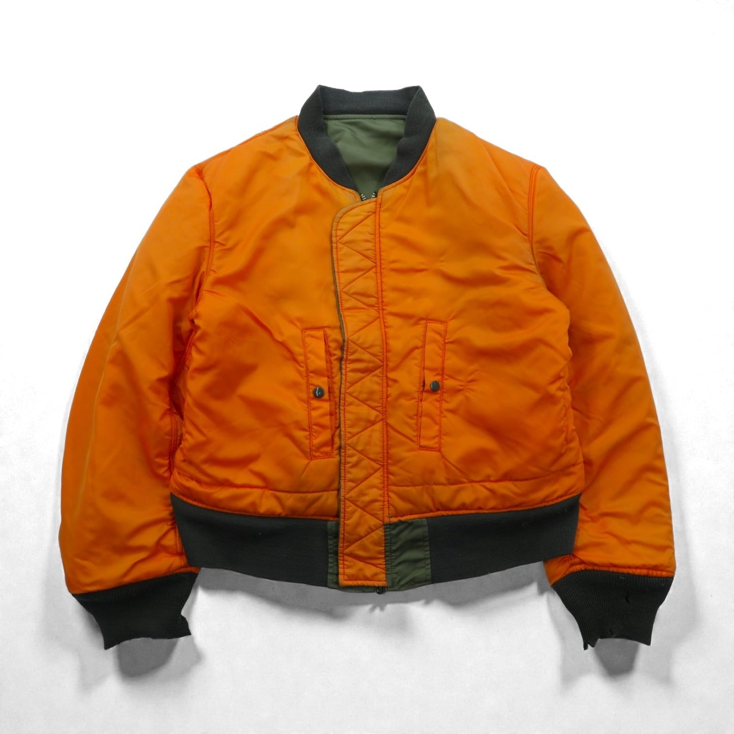ALPHA INDUSTRIES 90年代 USA製 USAF MA-1 フライトジャケット ボンバージャケット M カーキ ナイロン リバーシブル ミリタリー