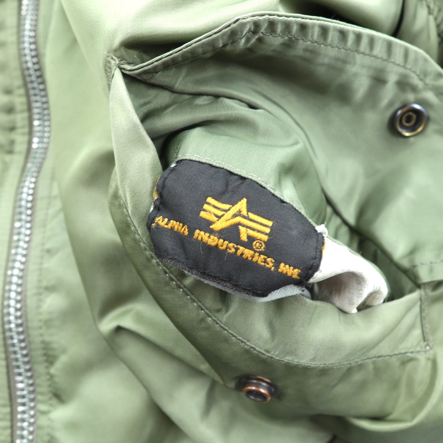 ALPHA INDUSTRIES 90年代 USA製 USAF MA-1 フライトジャケット ボンバージャケット M カーキ ナイロン リバーシブル ミリタリー