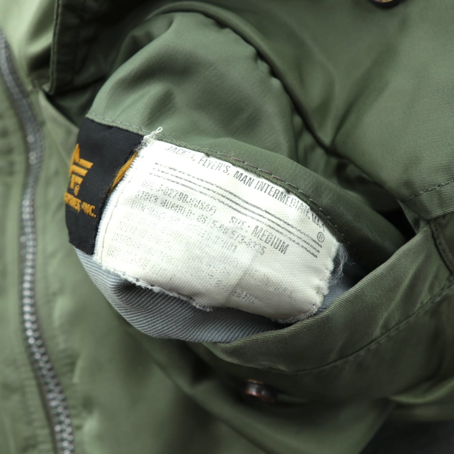 ALPHA INDUSTRIES 90年代 USA製 USAF MA-1 フライトジャケット ボンバージャケット M カーキ ナイロン リバーシブル ミリタリー