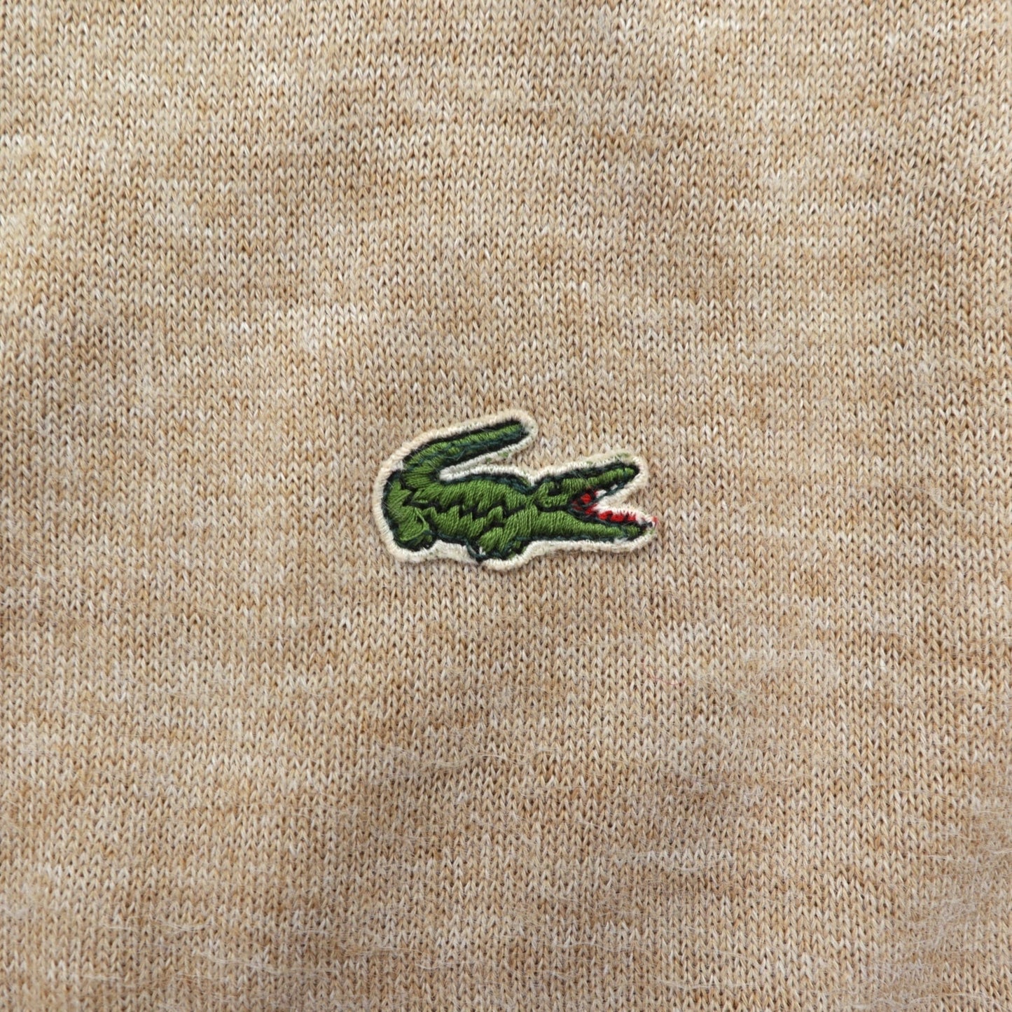 IZOD LACOSTE 70年代 モックネック ニット セーター L ベージュ ウール ワンポイントロゴ 糸巻タグ ハイネック