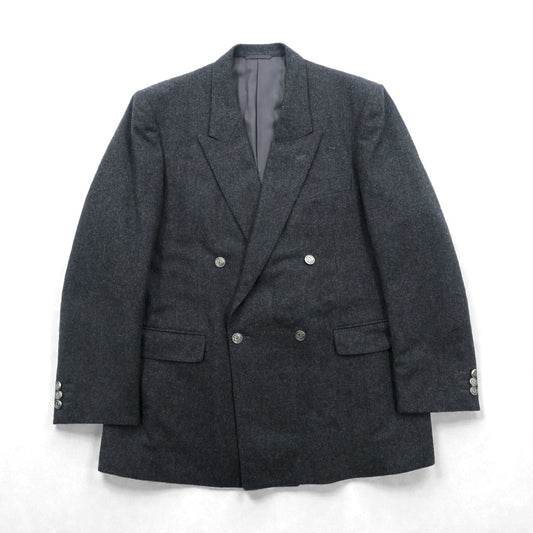Christian Dior 80年代 日本製 ヴィンテージ ピークドラペル ダブルブレスト ブレザー テーラードジャケット ブレザー XL グレー ウール メタルボタン