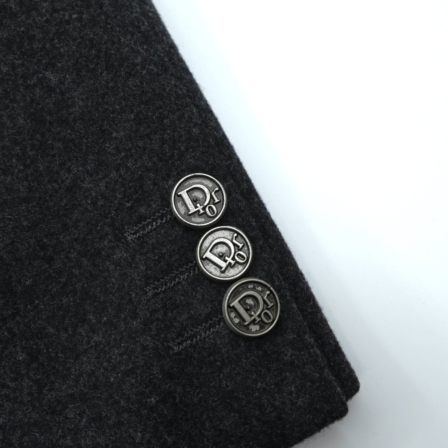 Christian Dior 80年代 日本製 ヴィンテージ ピークドラペル ダブルブレスト ブレザー テーラードジャケット ブレザー XL グレー ウール メタルボタン