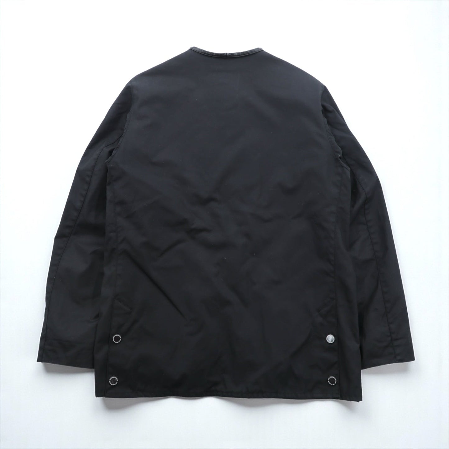 foot the coacher × The British Millerain Co. オイルド ハンティングジャケット ノーカラー ブルゾン L ブラック ダブルジップ 防水 RESISTANT SINGLE JACKET 日本製