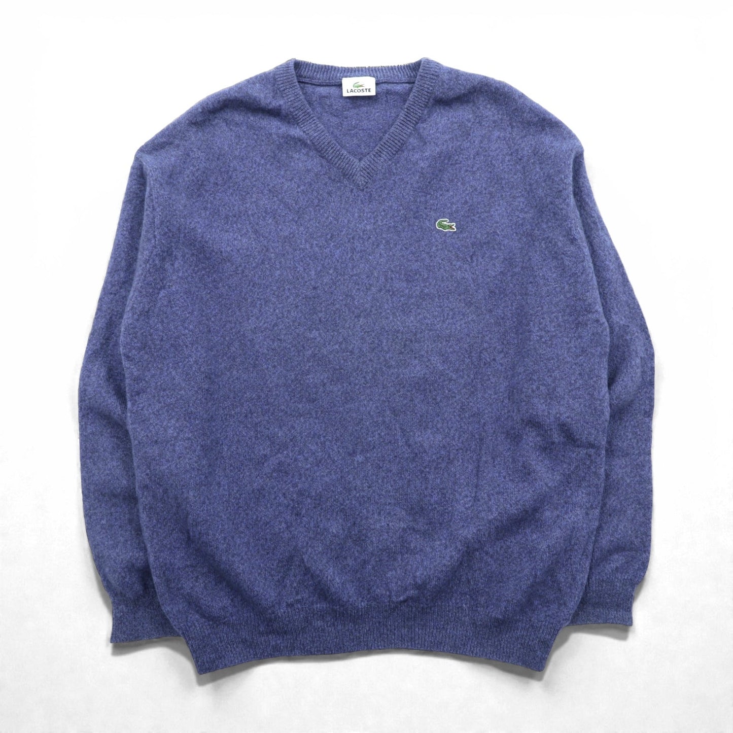 LACOSTE 90年代 Vネック ニット セーター XL ネイビー ウール ワンポイントロゴ