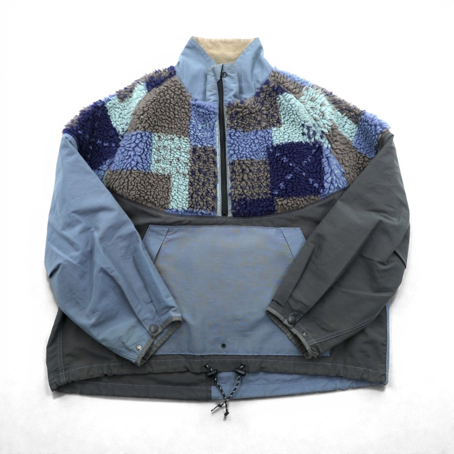 KAPITAL 日本製 60/40 クロス ツギハギ ボア フリースジャケット アノラック L ドローコード TUGIHAGI FLEECE HUTTE ANORAK K2110LJ085