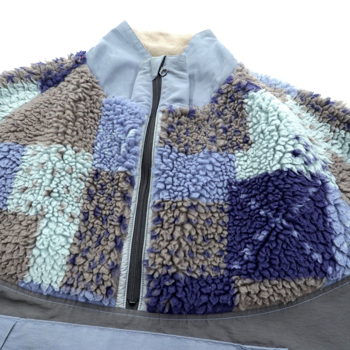 KAPITAL 日本製 60/40 クロス ツギハギ ボア フリースジャケット アノラック L ドローコード TUGIHAGI FLEECE HUTTE ANORAK K2110LJ085