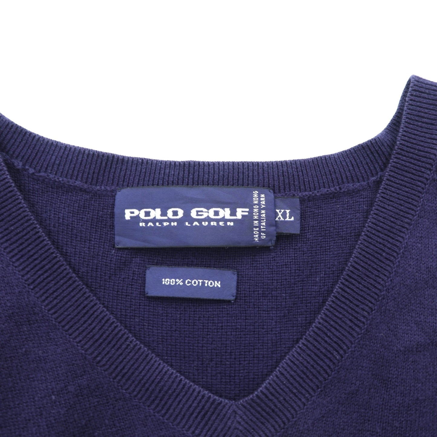 POLO GOLF RALPH LAUREN 90年代 イタリアニット ニットベスト XL ネイビー ITALIAN YARN スモールポニー刺繍