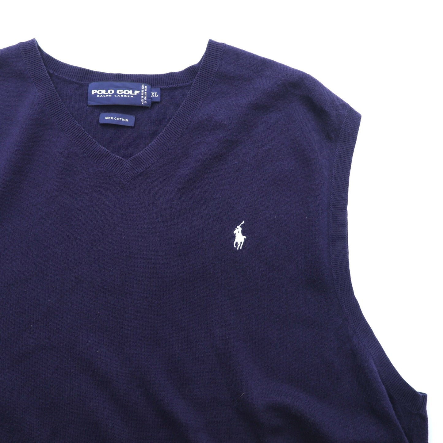 POLO GOLF RALPH LAUREN 90年代 イタリアニット ニットベスト XL ネイビー ITALIAN YARN スモールポニー刺繍