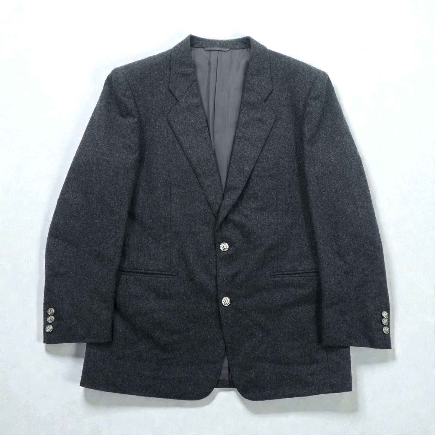 Christian Dior 80年代 日本製 ヴィンテージ ブレザー 2B テーラードジャケット ブレザー XL グレー ウール メタルボタン