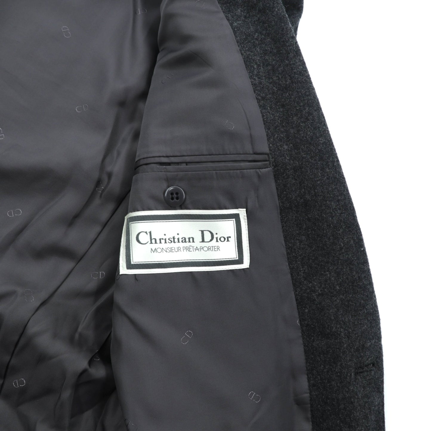 Christian Dior 80年代 日本製 ヴィンテージ ブレザー 2B テーラードジャケット ブレザー XL グレー ウール メタルボタン