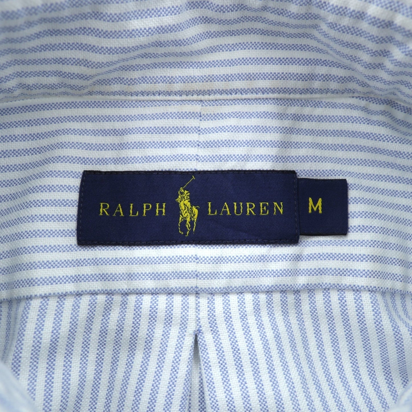 Ralph Lauren オックスフォード ボタンダウン シャツ M ブルー ストライプ スモールポニー刺繍