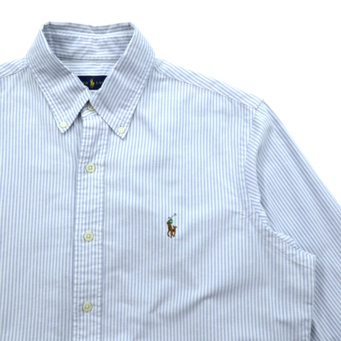Ralph Lauren オックスフォード ボタンダウン シャツ M ブルー ストライプ スモールポニー刺繍