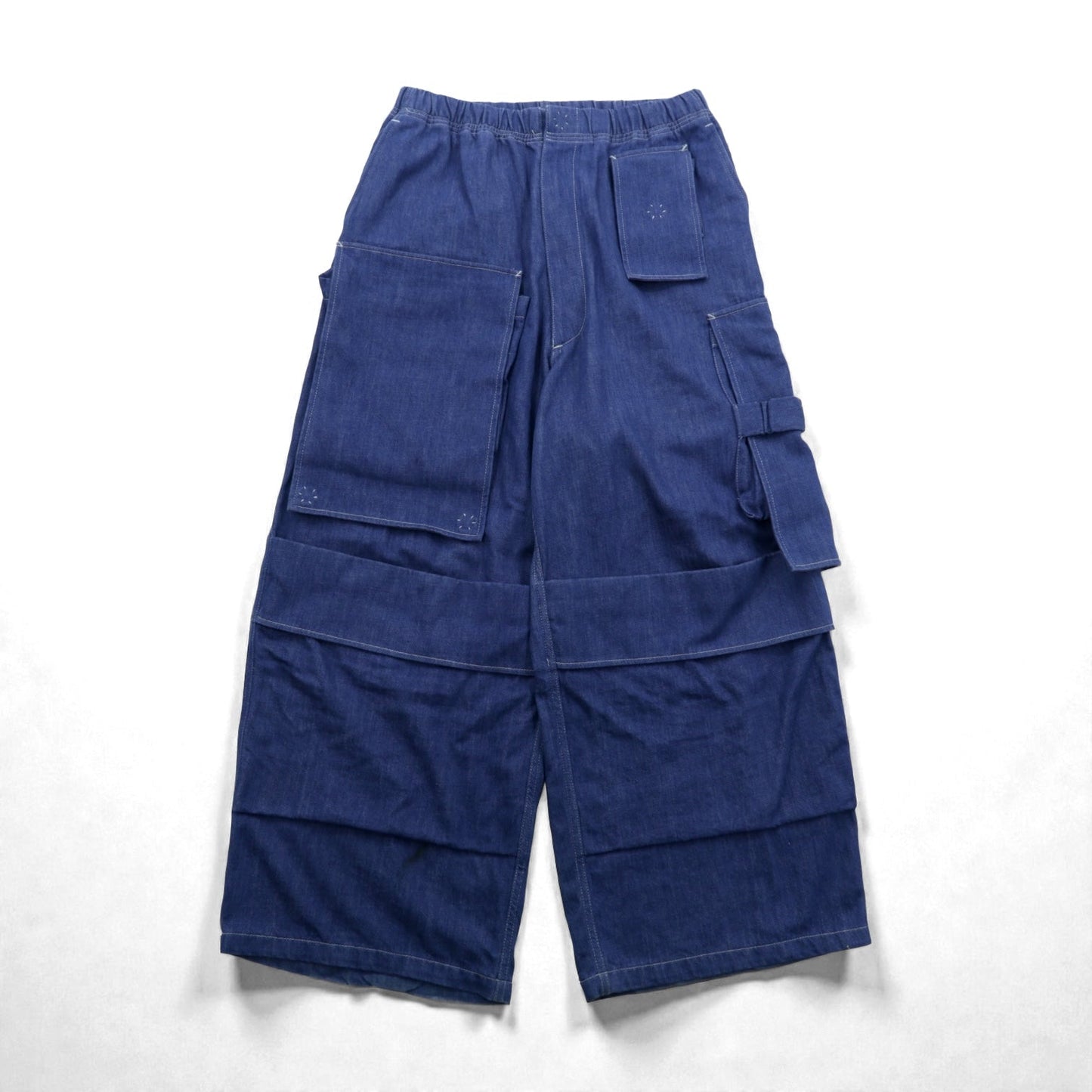 Sasquatchfabrix. 日本製 UTILITY FULL FLAP DENIM PANTS ワイド デニム カーゴパンツ M インディゴ 24SS-PA9-003