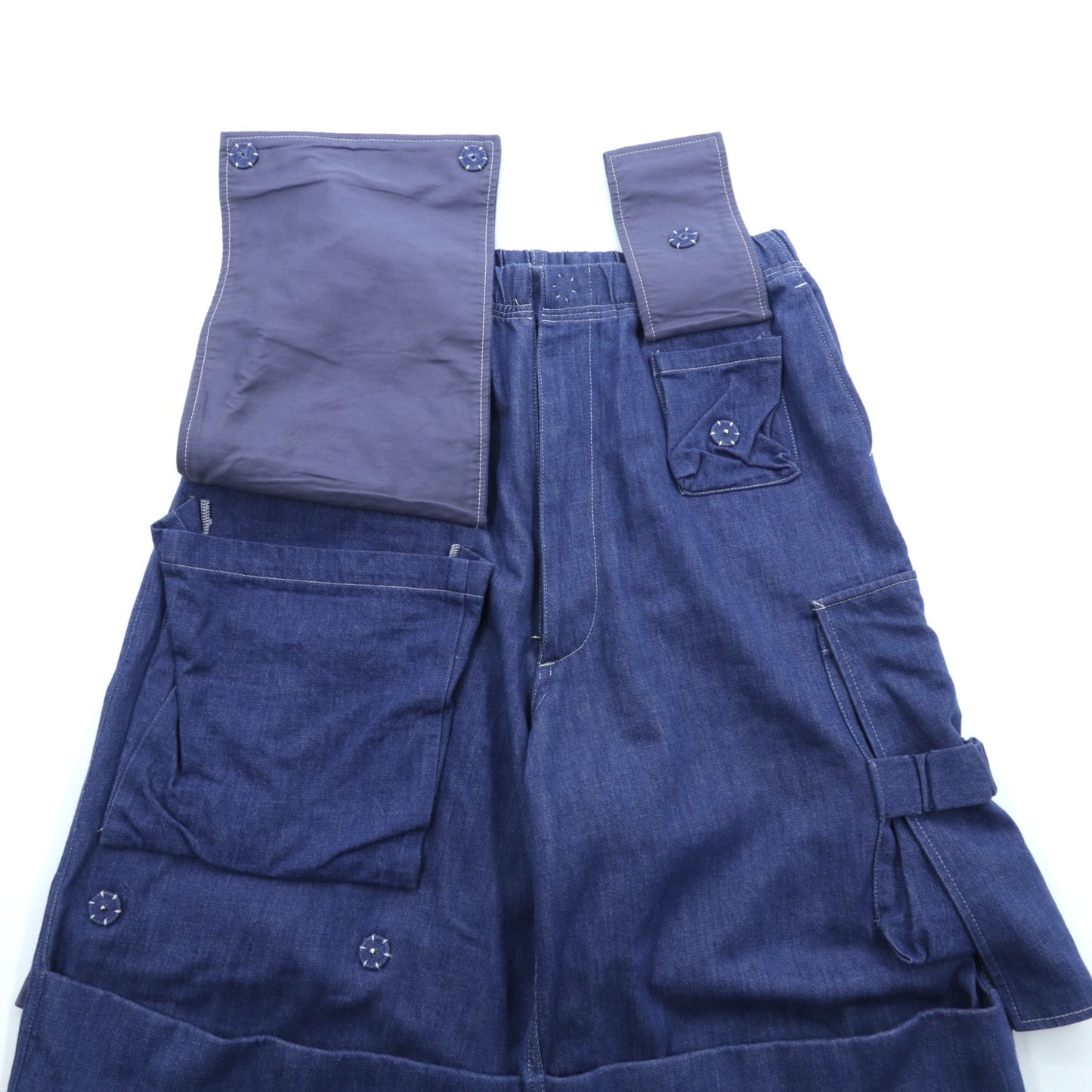 Sasquatchfabrix. 日本製 UTILITY FULL FLAP DENIM PANTS ワイド デニム カーゴパンツ M インディゴ 24SS-PA9-003