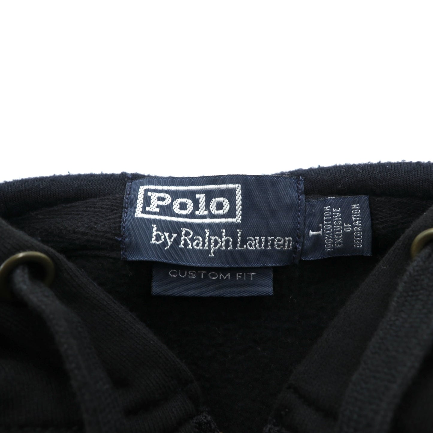 Polo Ralph Lauren ビッグポニー 刺繍 ジップパーカー L ブラック 裏起毛 CUSTOM FIT コットン