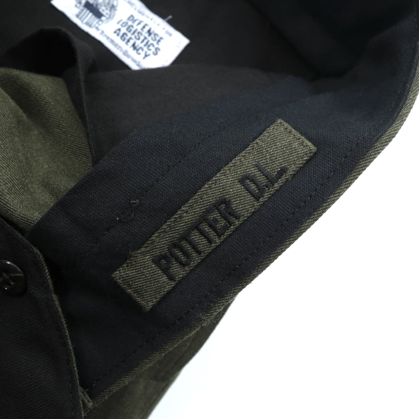USMCワンピースTrousers スラックス パンツ L カーキ ウール ギャバジン DEFENSE LOSISTICS AGENCY 8405-01-279-7702