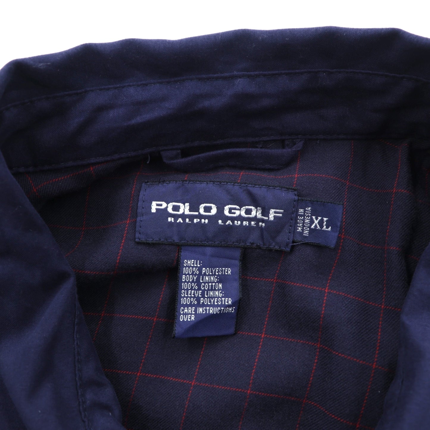 POLO GOLF RALPH LAUREN 90年代 ピーチスキン スウィングトップ ハリントンジャケット XL ネイビー 裏地チェック スモールポニー刺繍 チンストラップ