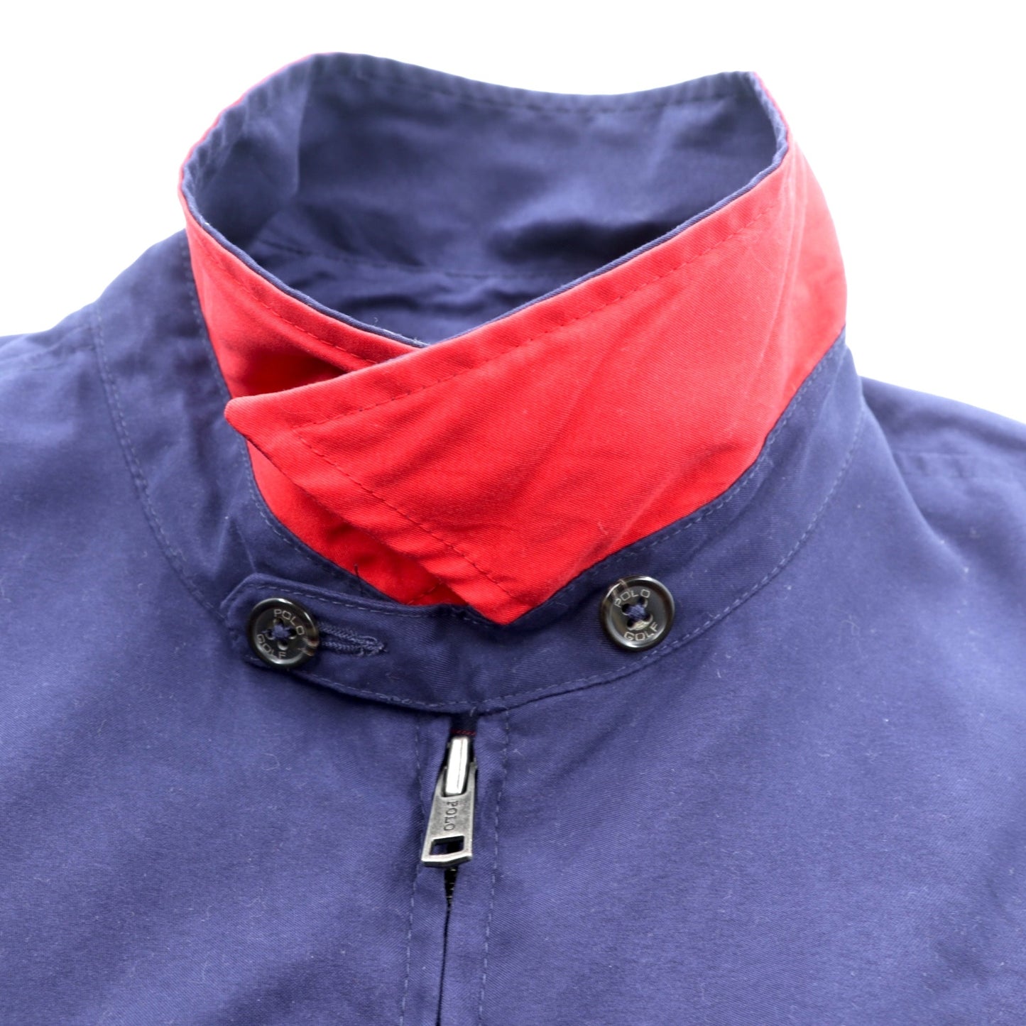 POLO GOLF RALPH LAUREN 90年代 ピーチスキン スウィングトップ ハリントンジャケット XL ネイビー 裏地チェック スモールポニー刺繍 チンストラップ