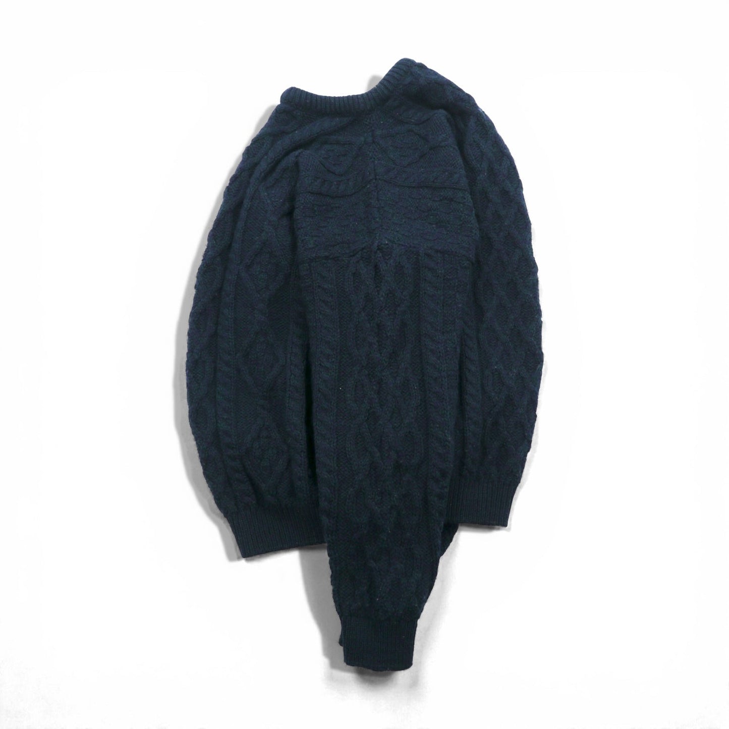 90s Ireland Vintage Cable Knit ARAN COUNTRY フィッシャーマン アラン ニット セーター 2XL ネイビー ウール 90年代 アイルランド製