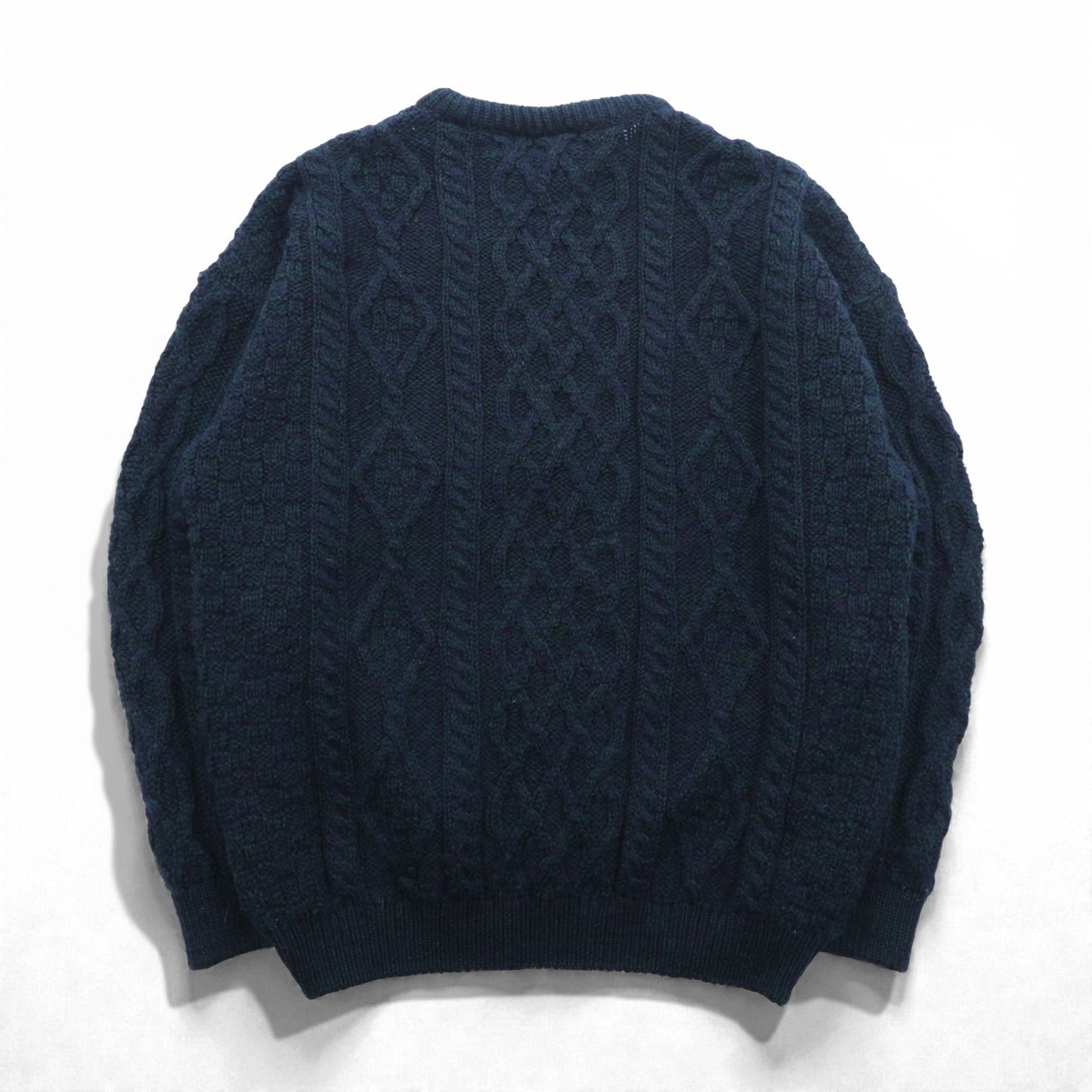 90s Ireland Vintage Cable Knit ARAN COUNTRY フィッシャーマン アラン ニット セーター 2XL ネイビー ウール 90年代 アイルランド製